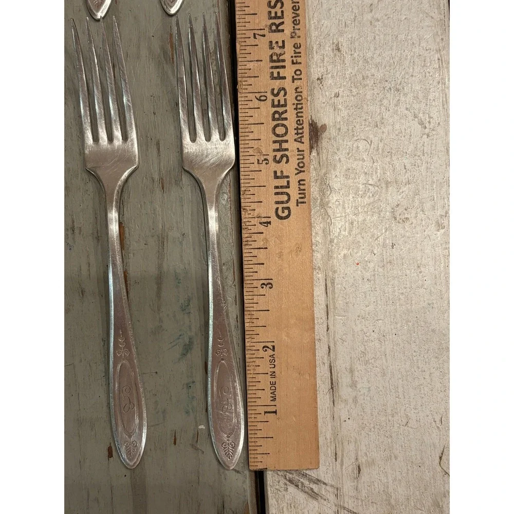 Set of (11) Community Plate (Oneida) ADAM 1917 Silverplate Forks Monogrammed